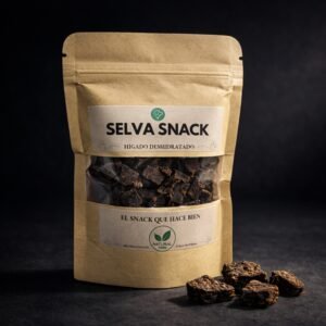 Selva Snack higado deshidratado para perros Selva Snack snack natural de hígado deshidratado para perros fondo oscuro